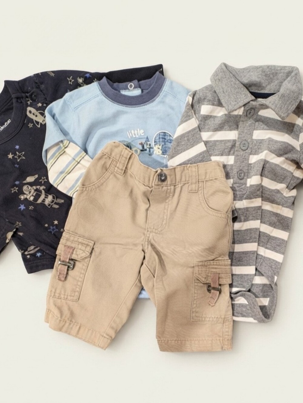 3-6M Baby Boy Clothing Set - Striped, Blue, and Tan
